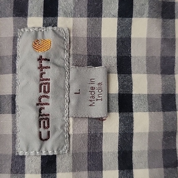 Carhartt Black/Gray Gingham, Short-sleeved, Button-down, Size Large - Picture 3 of 5